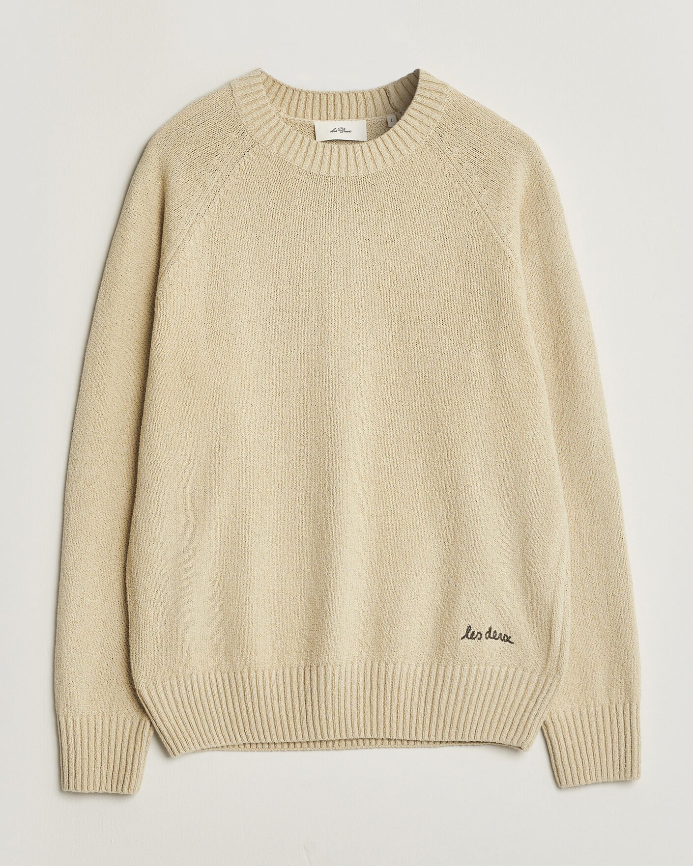 Uomini | Maglieria | LES DEUX | Brad Knitted Roundneck Oyster Grey/White
