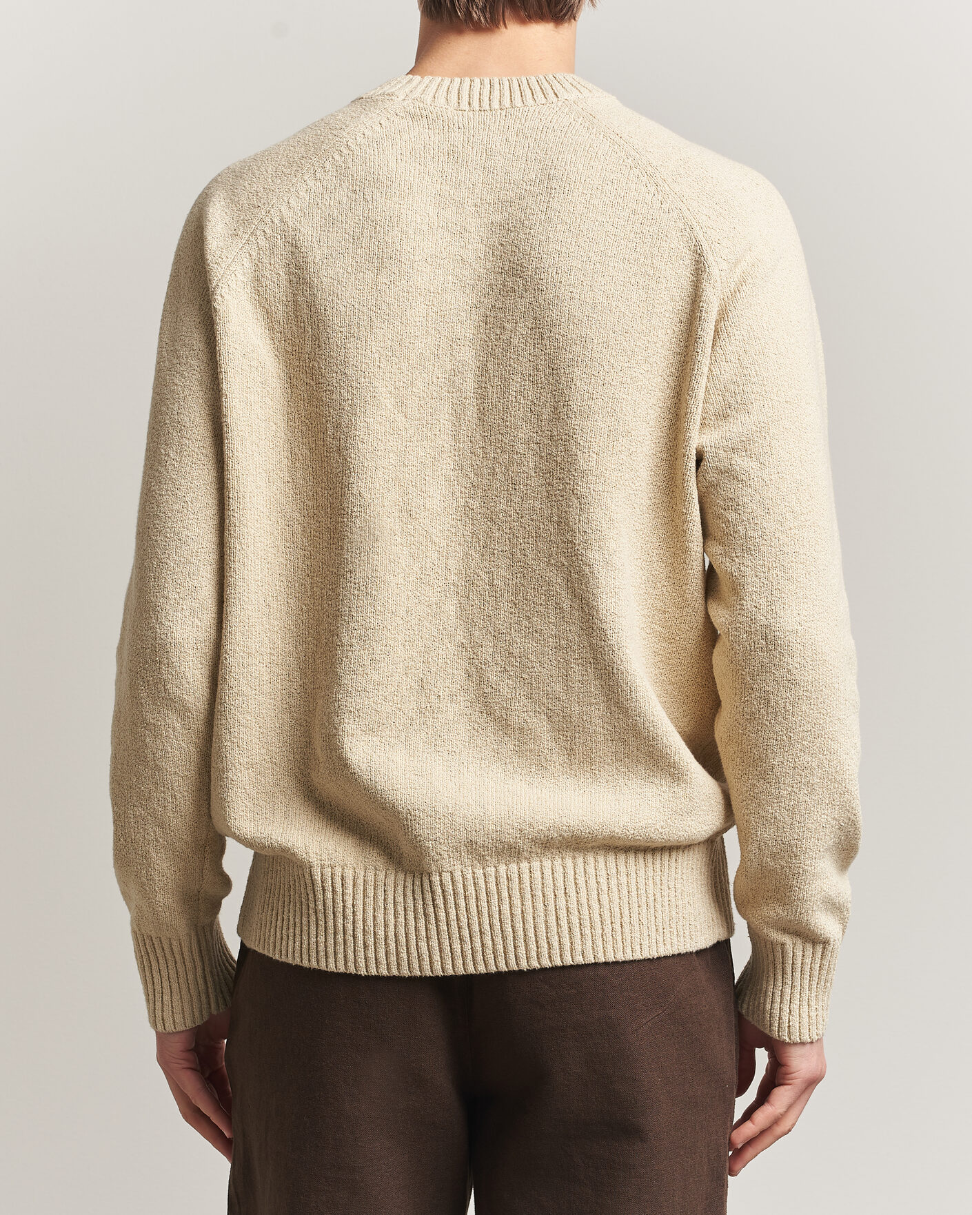Uomini | Maglieria | LES DEUX | Brad Knitted Roundneck Oyster Grey/White