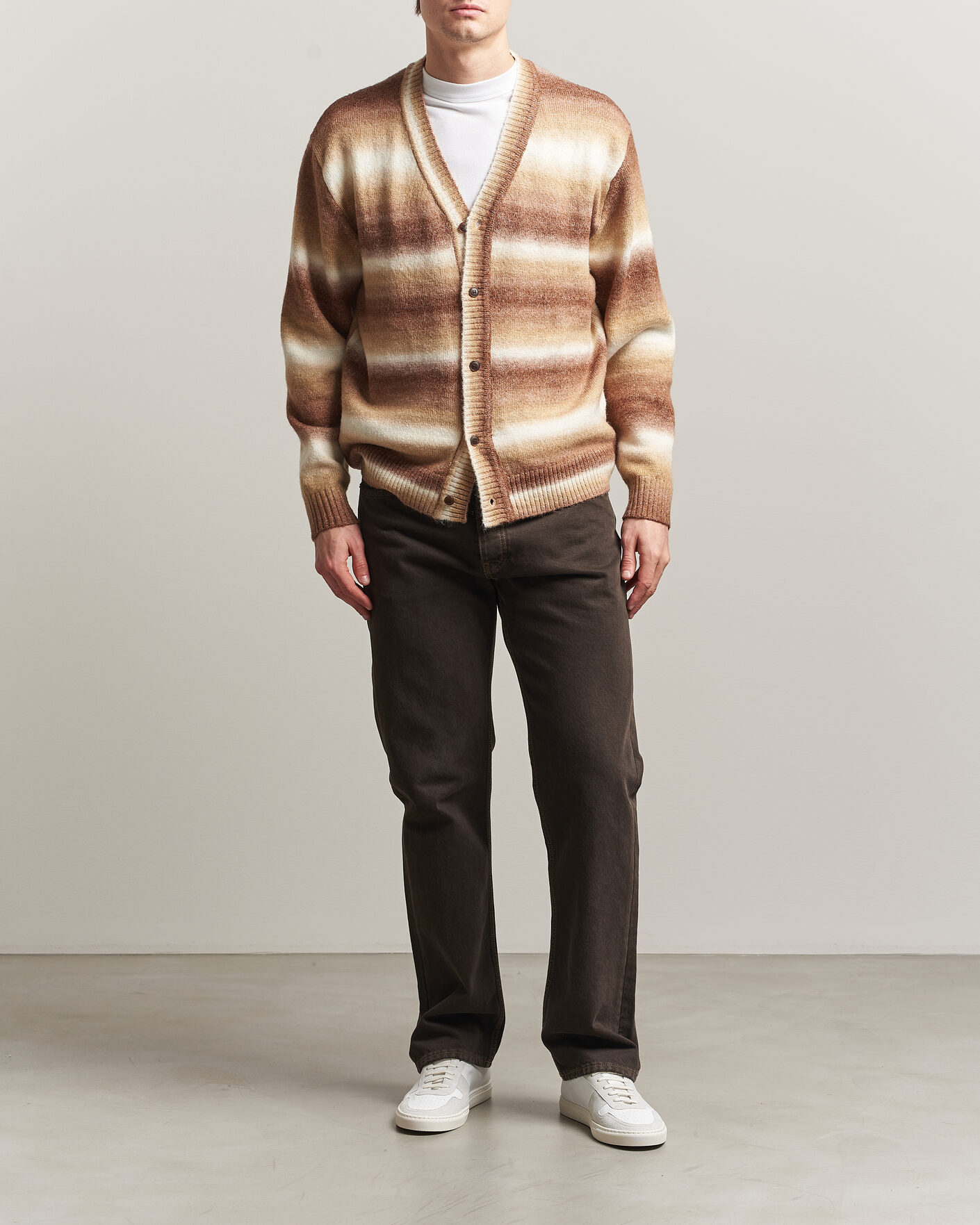 Uomini | Maglieria | LES DEUX | Boston Gradient Knitted Cardigan Teak Brown