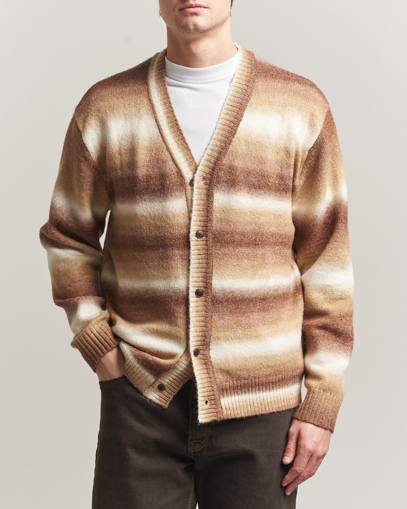 Uomini | Maglieria | LES DEUX | Boston Gradient Knitted Cardigan Teak Brown