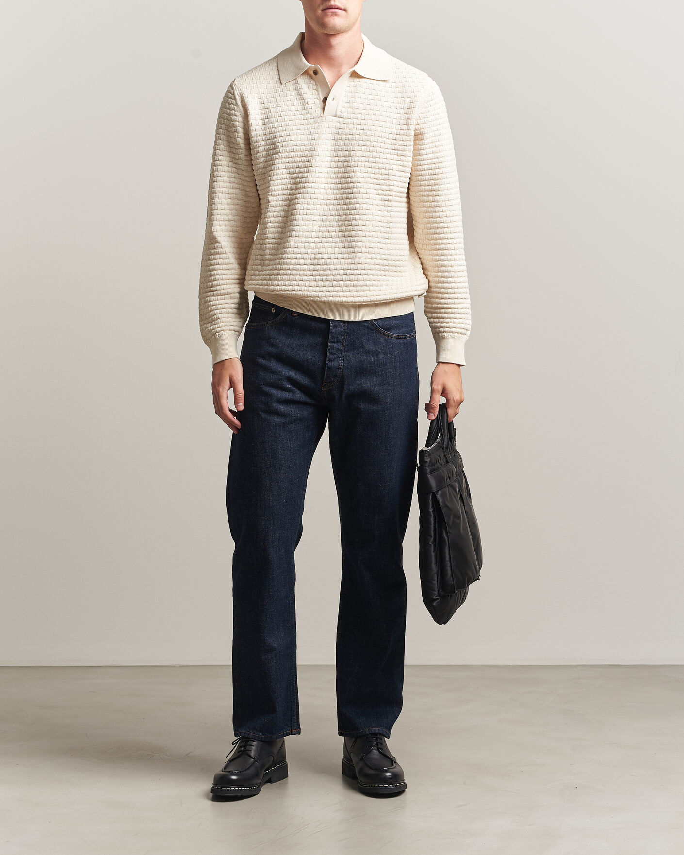 Uomini | Maglieria | LES DEUX | Billy Weave Knitted Polo Light Ivory