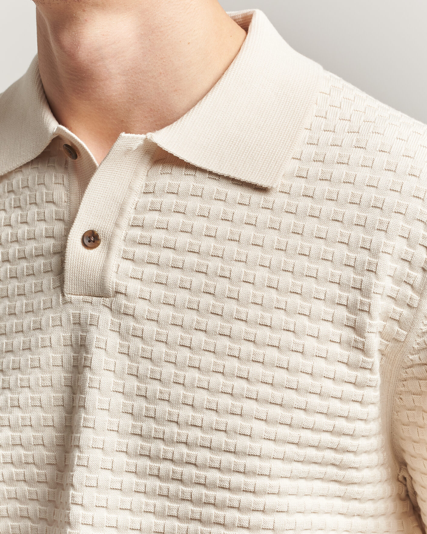 Uomini | Maglieria | LES DEUX | Billy Weave Knitted Polo Light Ivory