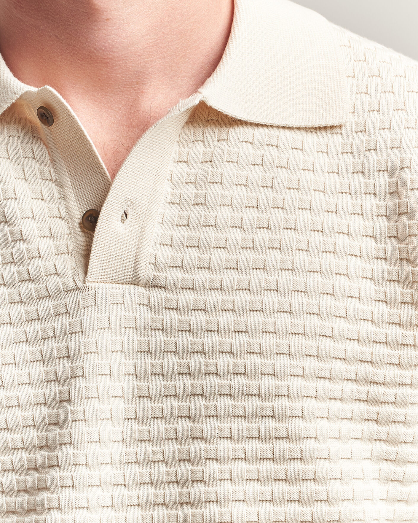 Uomini | Maglieria | LES DEUX | Billy Weave Knitted Polo Light Ivory