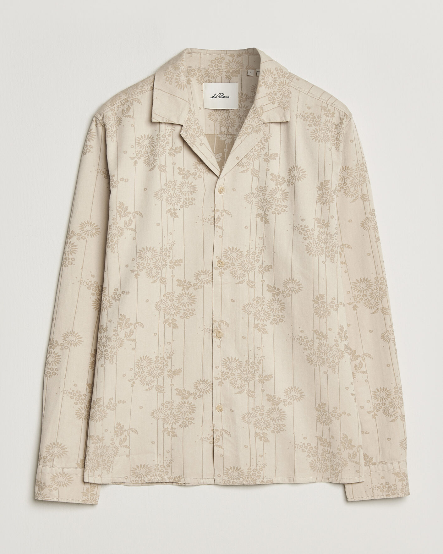 Uomini | Camicie | LES DEUX | Jasper Flower Jaquard Shirt Oyster Grey/White