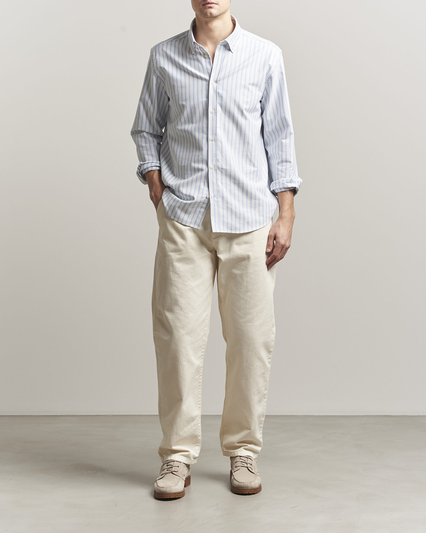 Uomini | Camicie | LES DEUX | Konrad Striped Oxford Shirt Allure Blue