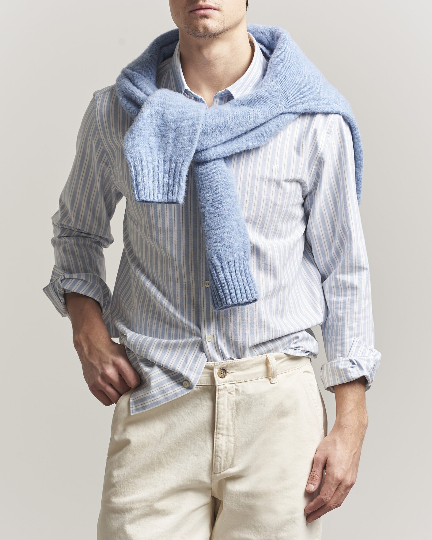 Uomini | Camicie | LES DEUX | Konrad Striped Oxford Shirt Allure Blue