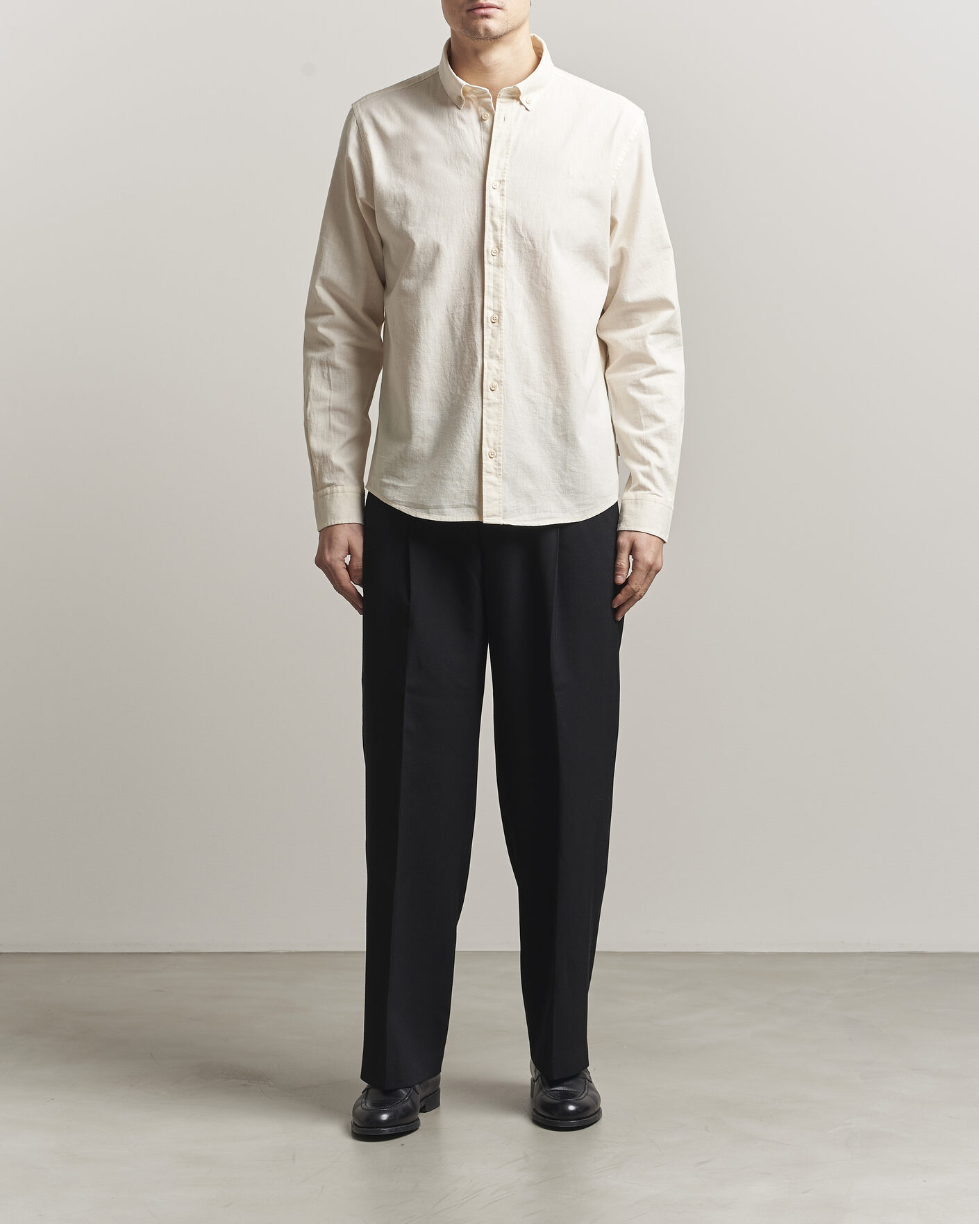 Uomini | Camicie | LES DEUX | Konrad Cotton/Linen Shirt Eggnog White