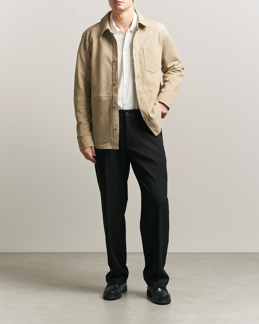 Uomini | Camicie | LES DEUX | Bertram Suede Overshirt Light Sand
