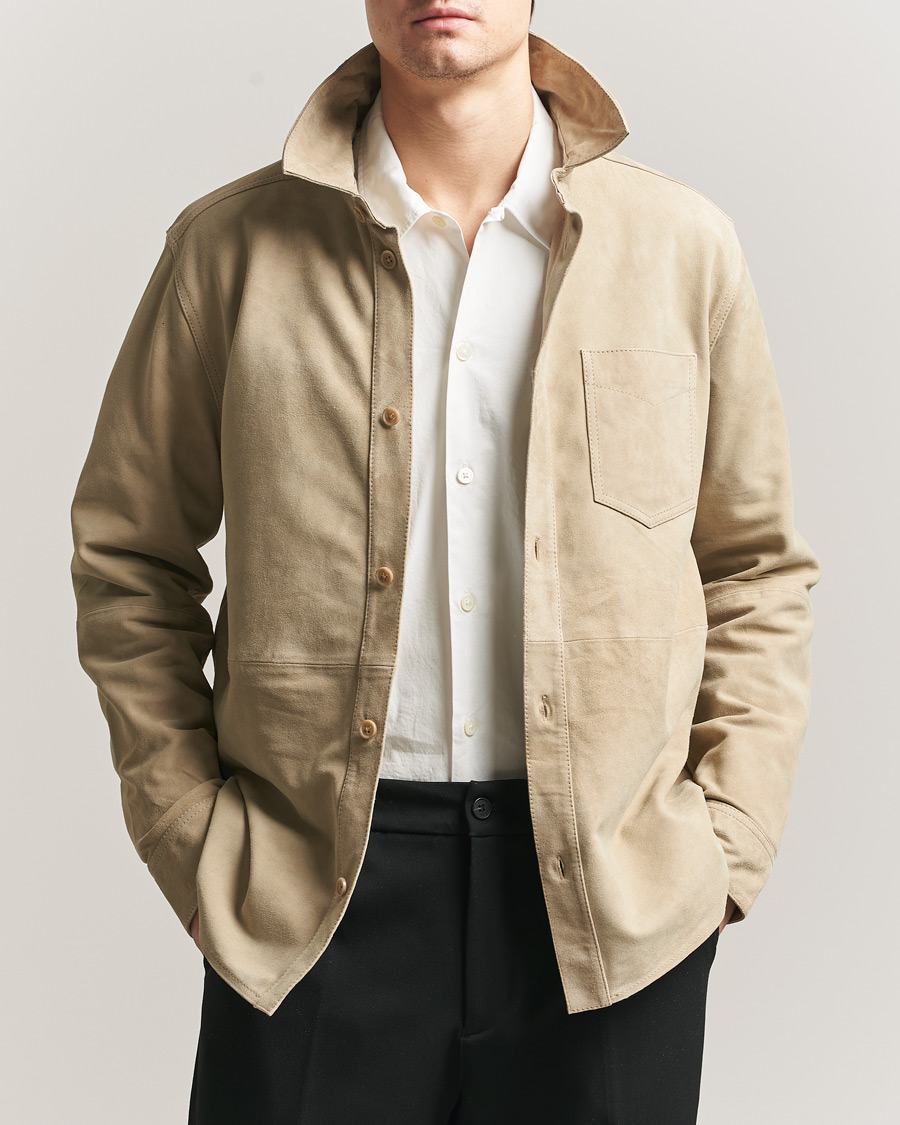 Uomini | Camicie | LES DEUX | Bertram Suede Overshirt Light Sand