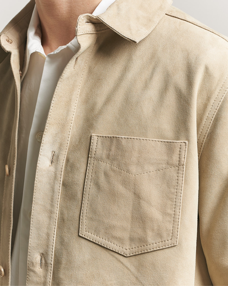 Uomini | Camicie | LES DEUX | Bertram Suede Overshirt Light Sand