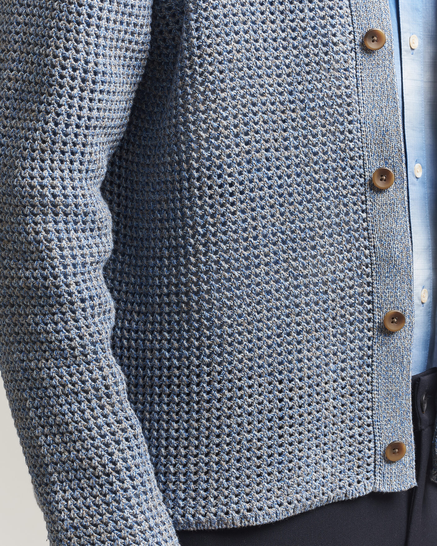 Uomini | Maglieria | LES DEUX | Gerald Knitted Shirt Dark Denim Blue