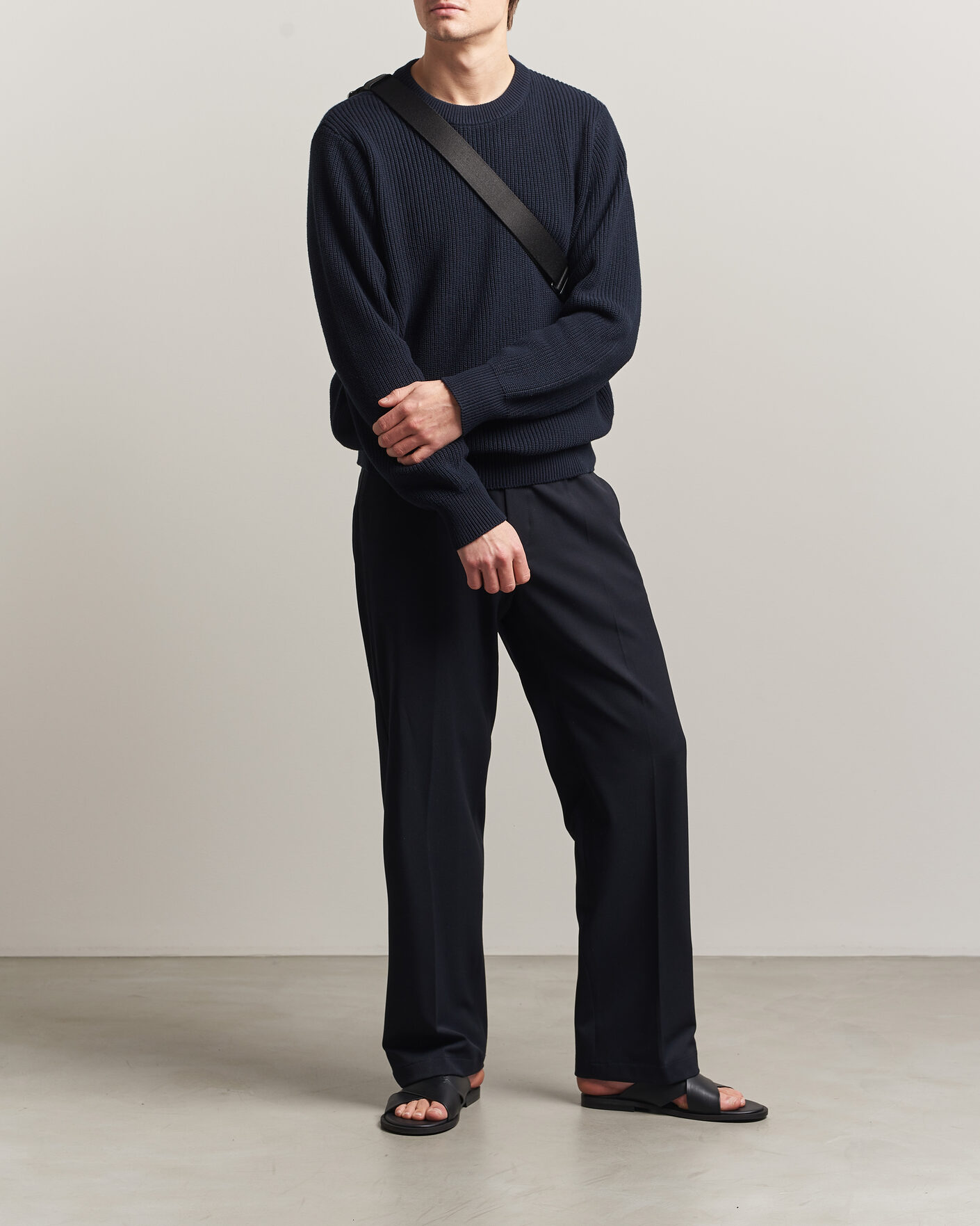 Uomini | Maglieria | LES DEUX | Garry Rib Crew Neck Knit Dark Navy