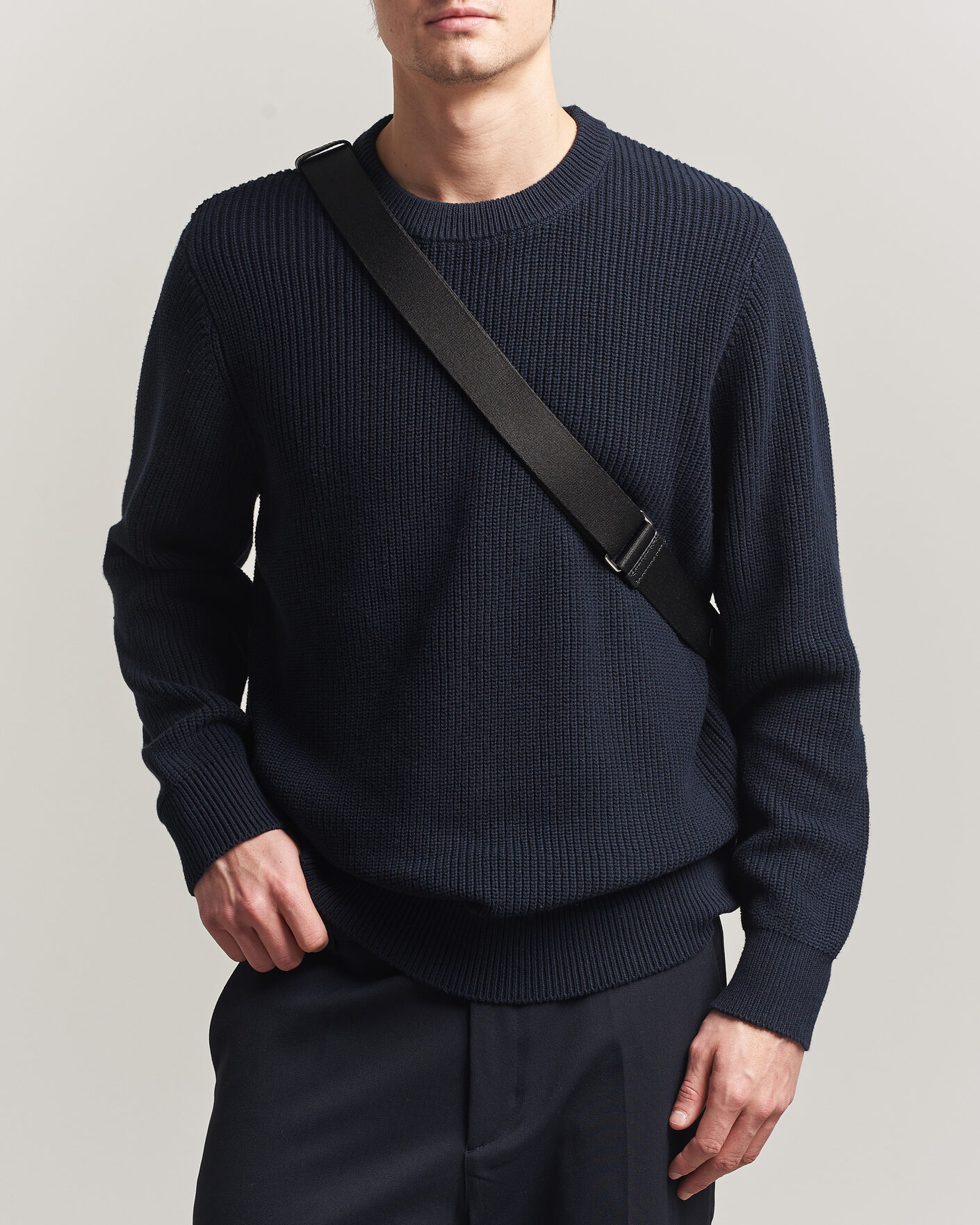 Uomini | Maglieria | LES DEUX | Garry Rib Crew Neck Knit Dark Navy