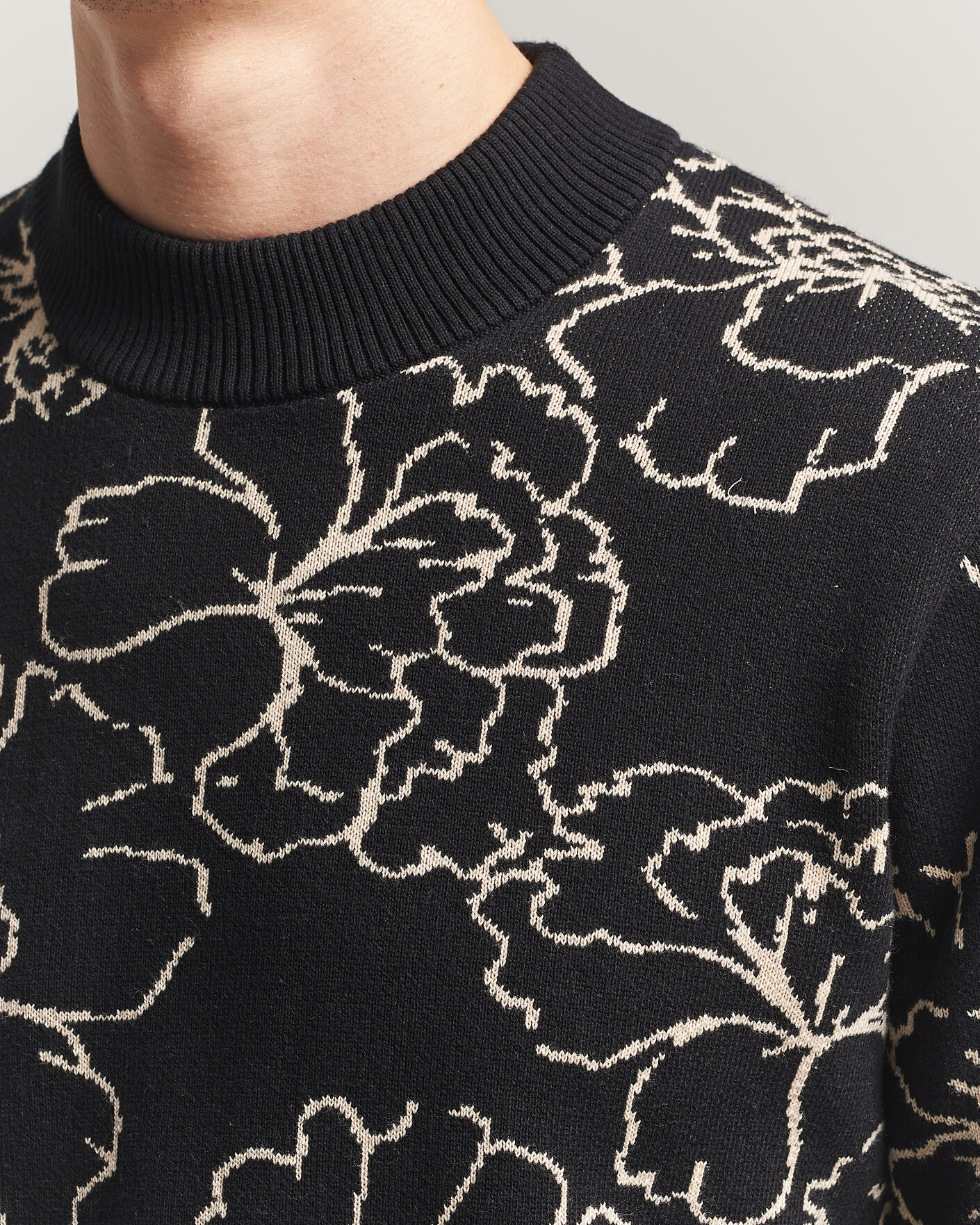 Uomini | Maglieria | LES DEUX | Gaston Poppy Jaquard Knit Black