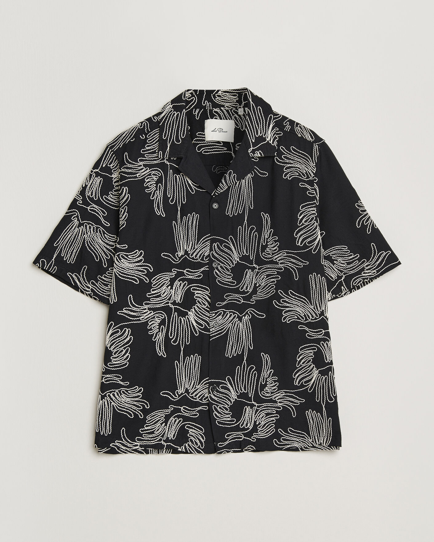 Uomini | Camicie | LES DEUX | Liam AOE Flower Short Sleeve Shirt Black