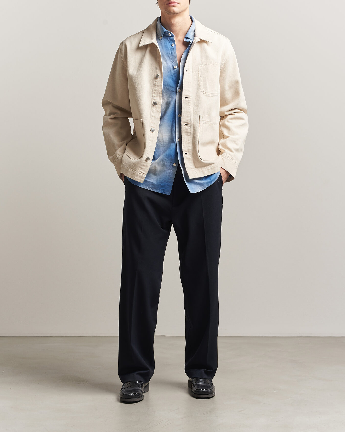 Uomini | Camicie | LES DEUX | Layton Denim Overshirt Ivory