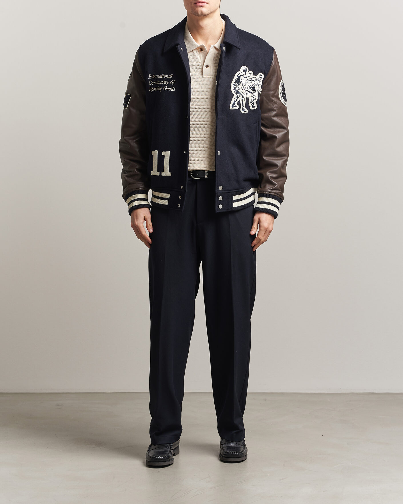 Uomini | Giacche | LES DEUX | Basket Varsity Wool Jacket Dark Navy