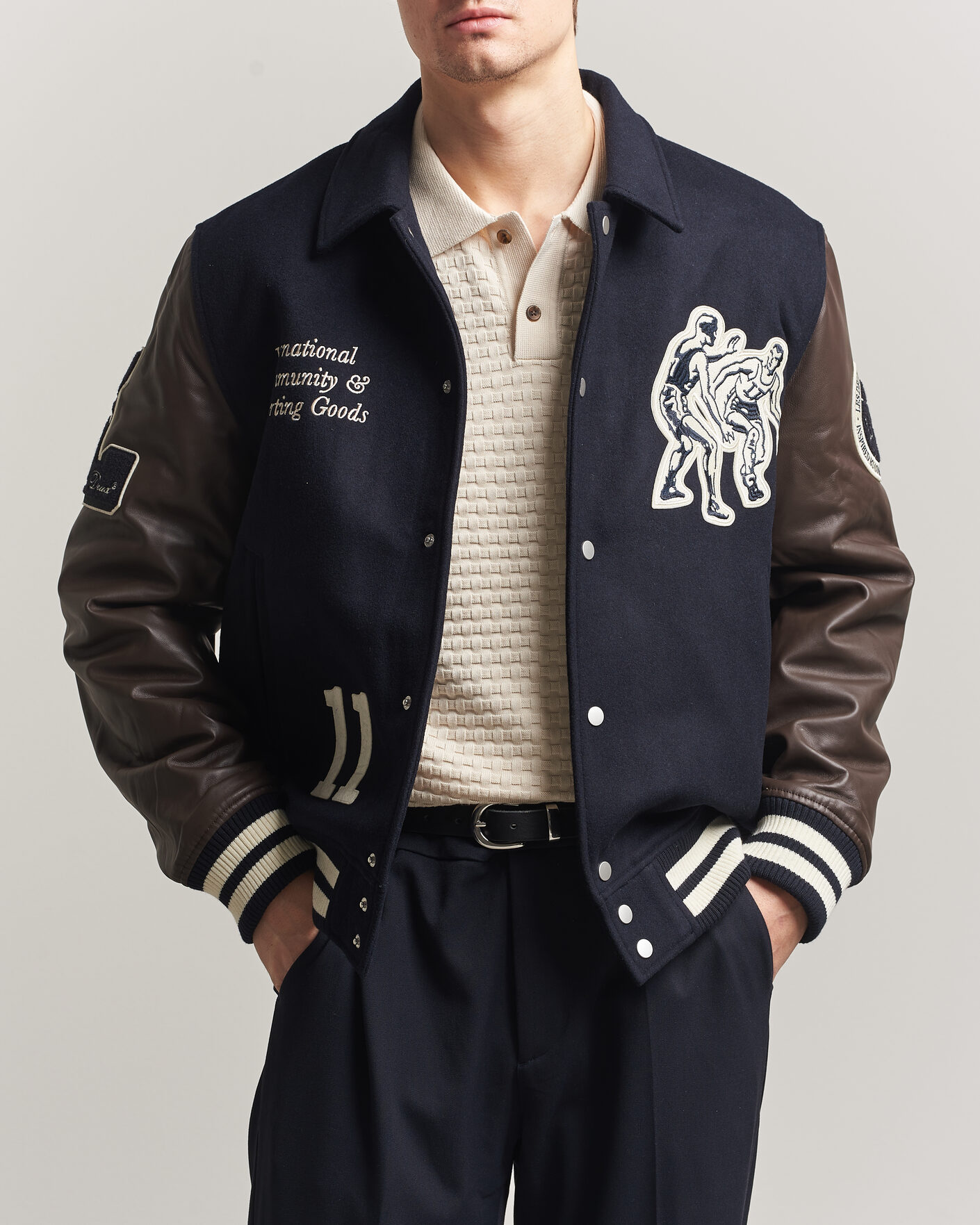 Uomini | Giacche | LES DEUX | Basket Varsity Wool Jacket Dark Navy
