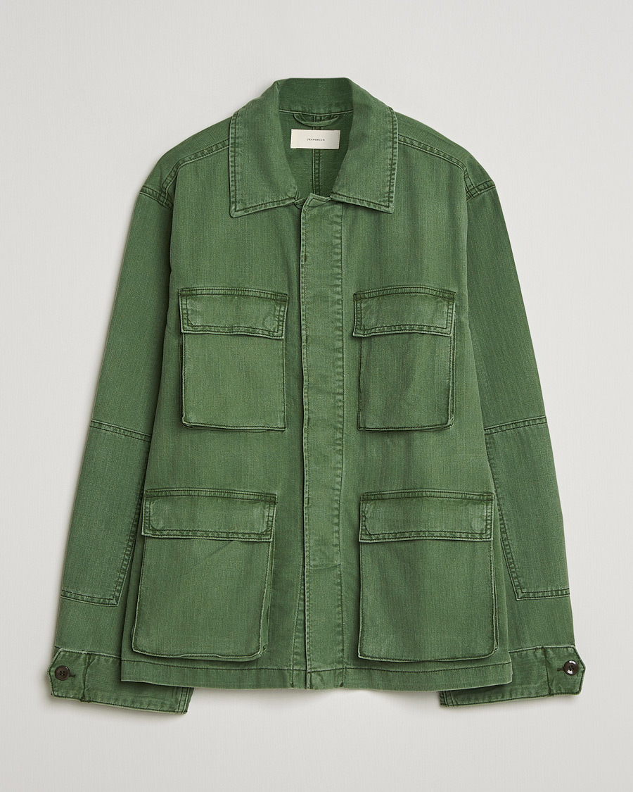 Uomini | Giacche | Jeanerica | Luc Herringbone Shirt Jacket Chevron Green
