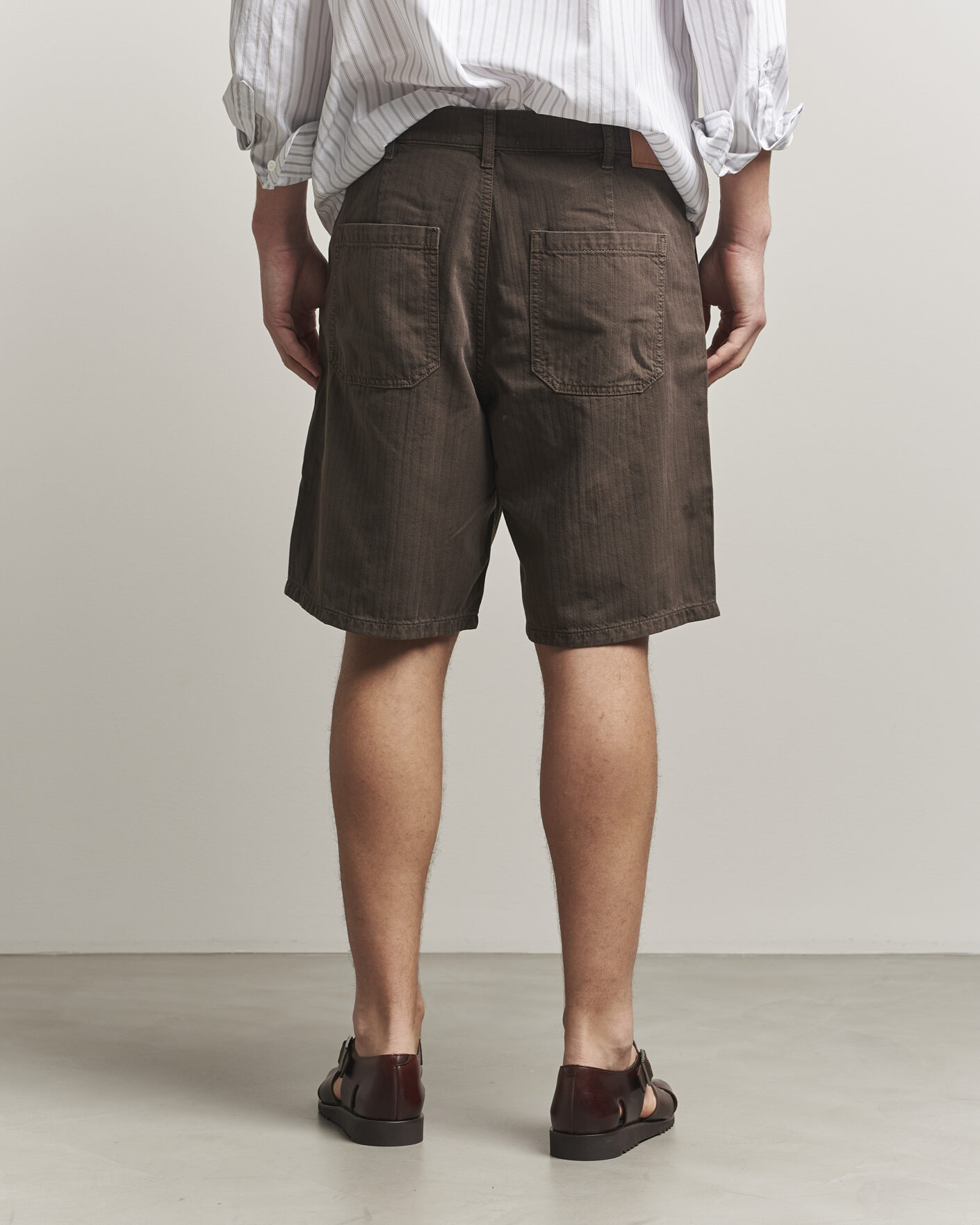 Uomini | Pantaloncini | Jeanerica | Genua Worker Chino Shorts Chevron Brown
