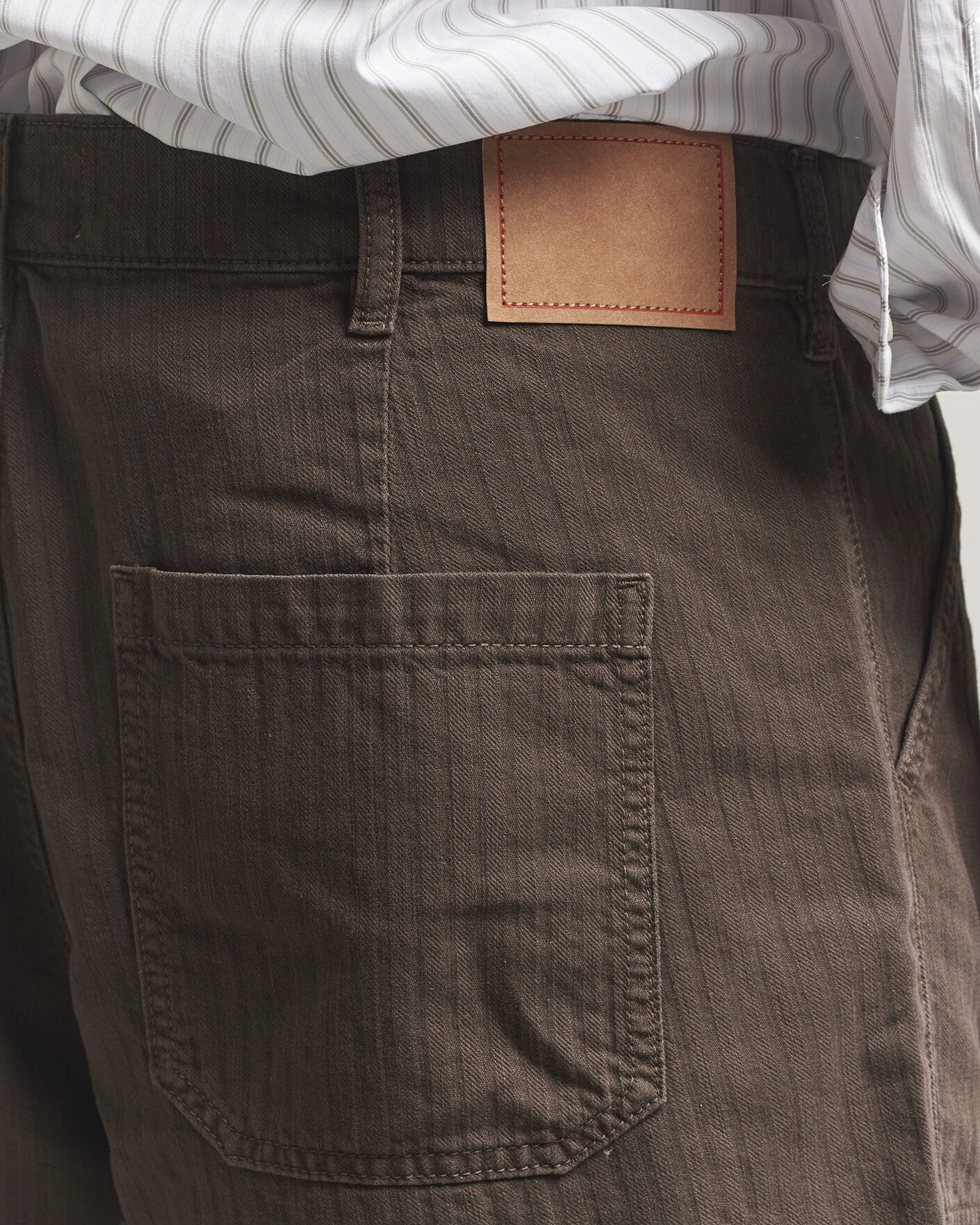 Uomini | Pantaloncini | Jeanerica | Genua Worker Chino Shorts Chevron Brown