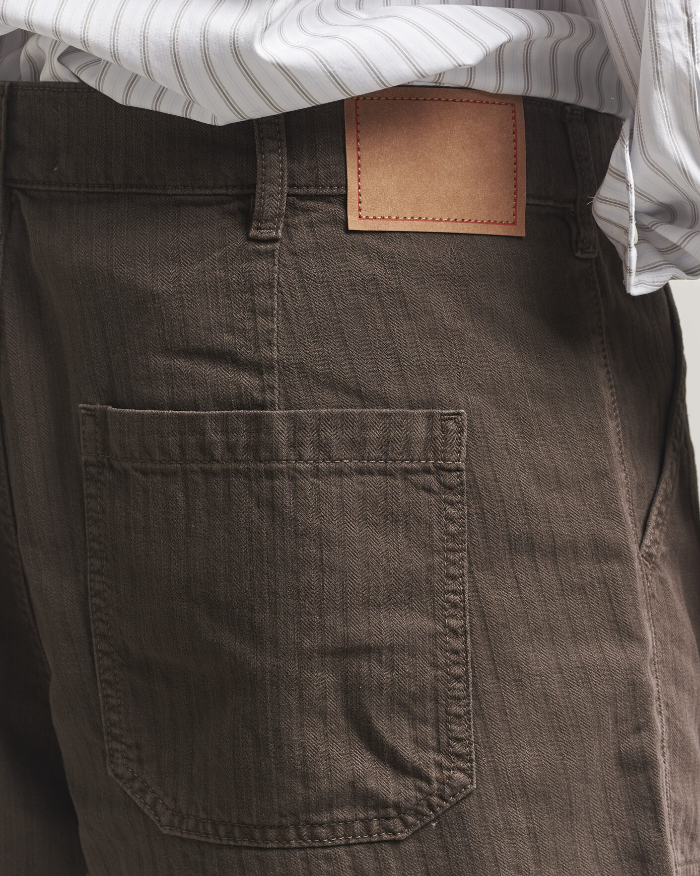Uomini | Pantaloncini | Jeanerica | Genua Worker Chino Shorts Chevron Brown