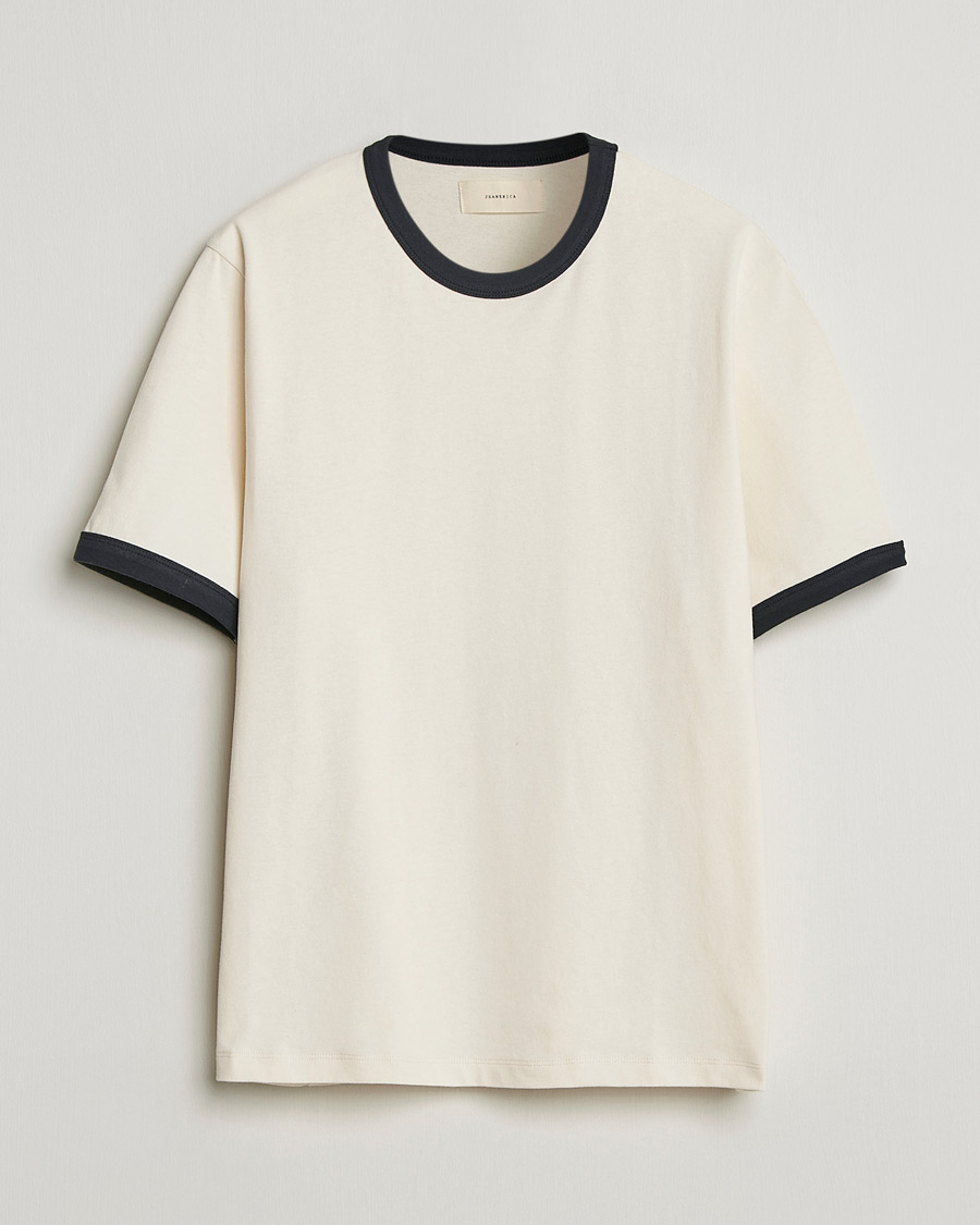 Uomini | T-shirt | Jeanerica | Ringer Crew Neck T-Shirt Off White