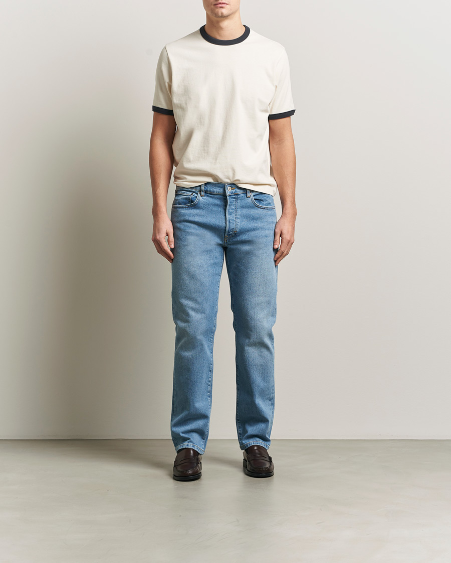 Uomini | T-shirt | Jeanerica | Ringer Crew Neck T-Shirt Off White