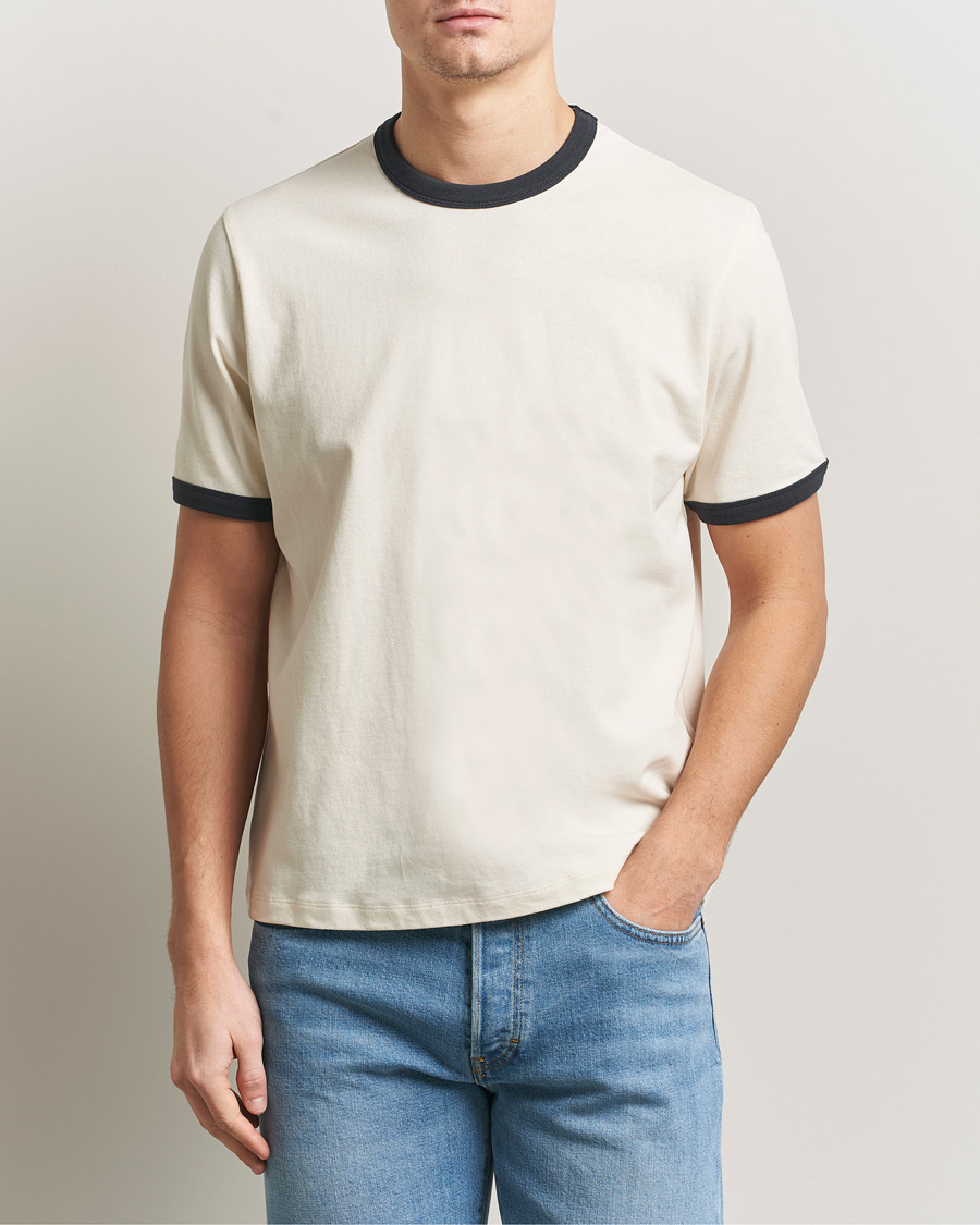Uomini | T-shirt | Jeanerica | Ringer Crew Neck T-Shirt Off White