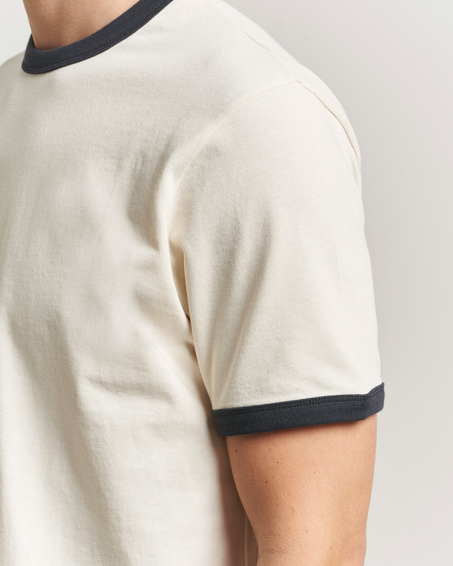 Uomini | T-shirt | Jeanerica | Ringer Crew Neck T-Shirt Off White