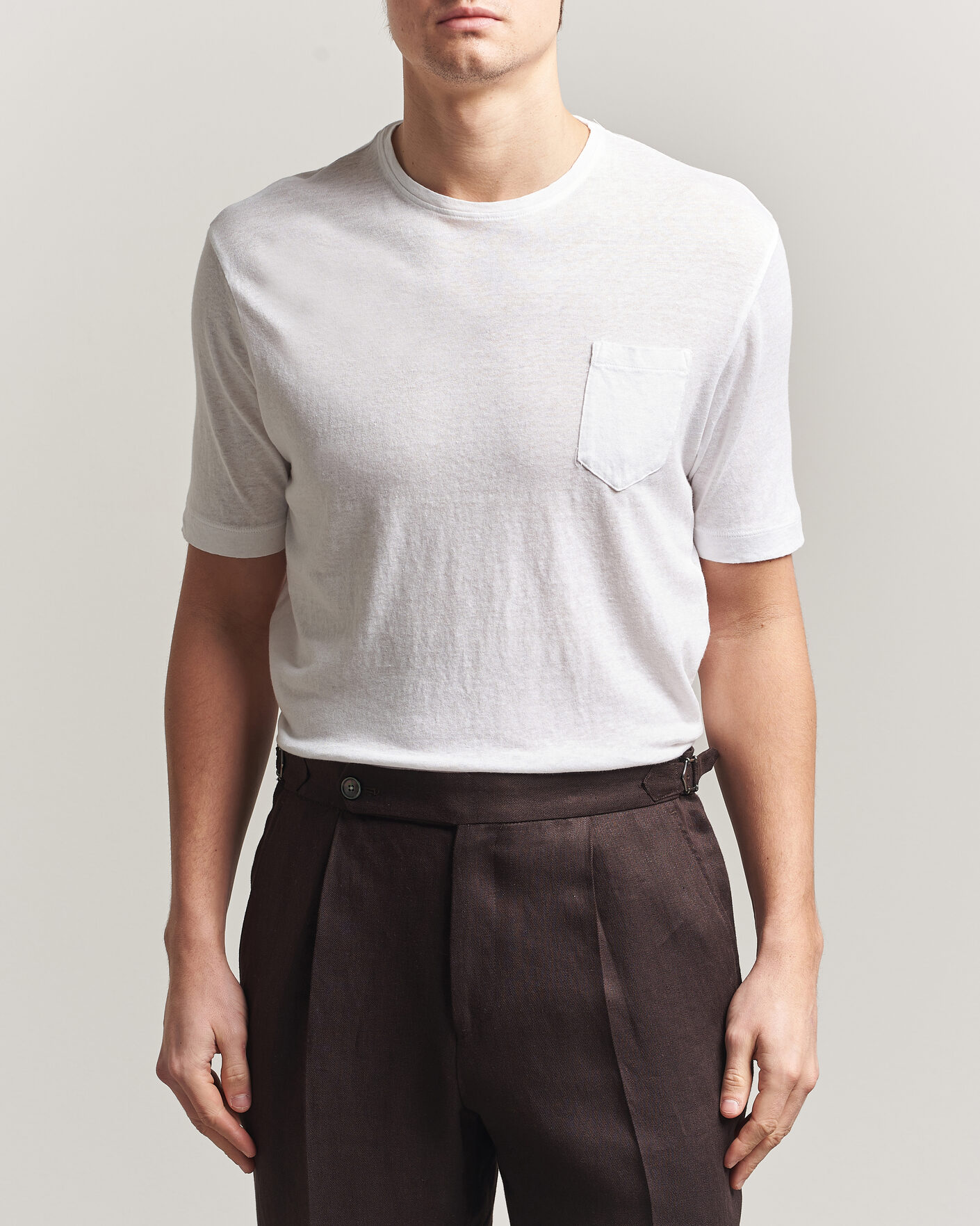 Uomini | T-shirt | Massimo Alba | Panarea Cotton/Linen T-Shirt White