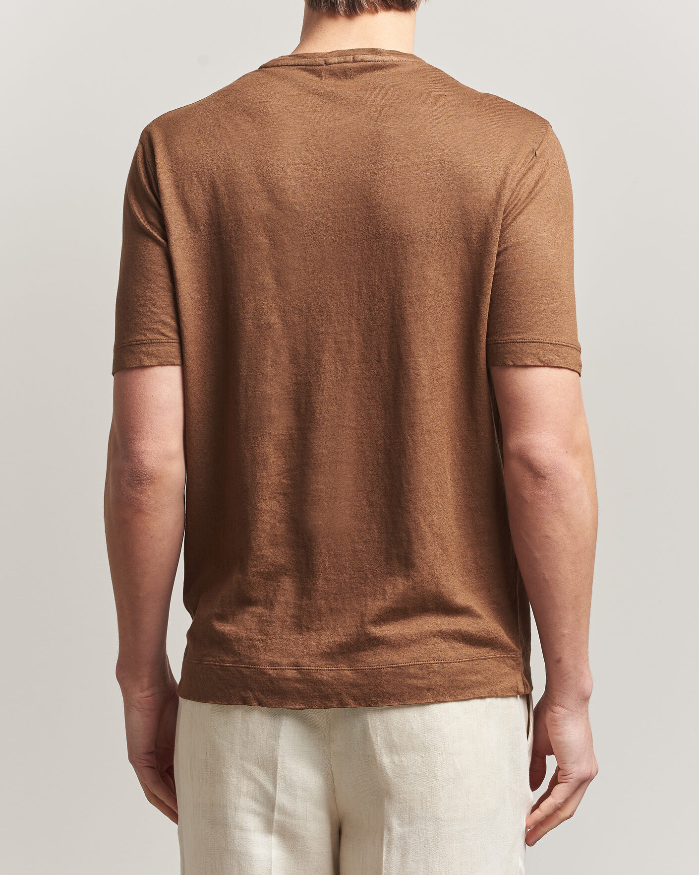 Uomini | T-shirt | Massimo Alba | Panarea Cotton/Linen T-Shirt Wood
