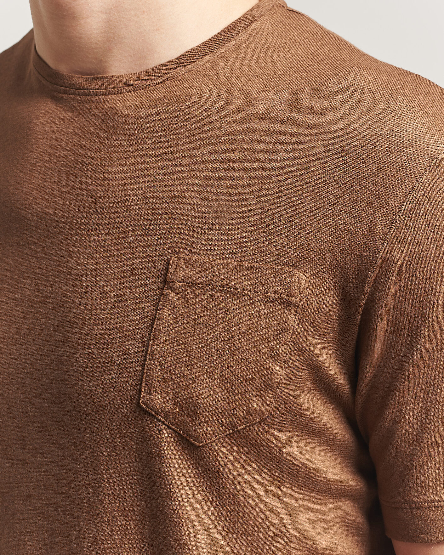 Uomini | T-shirt | Massimo Alba | Panarea Cotton/Linen T-Shirt Wood