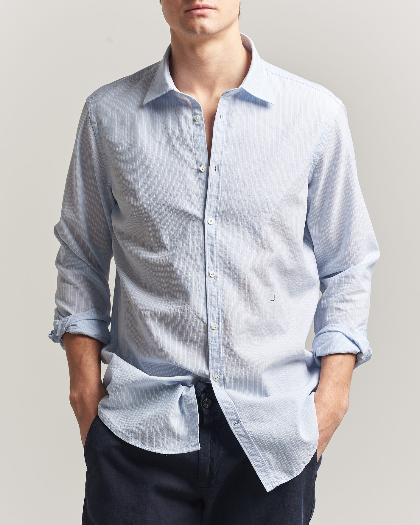 Uomini | Camicie | Massimo Alba | Genova Striped Shirt Sky Blue