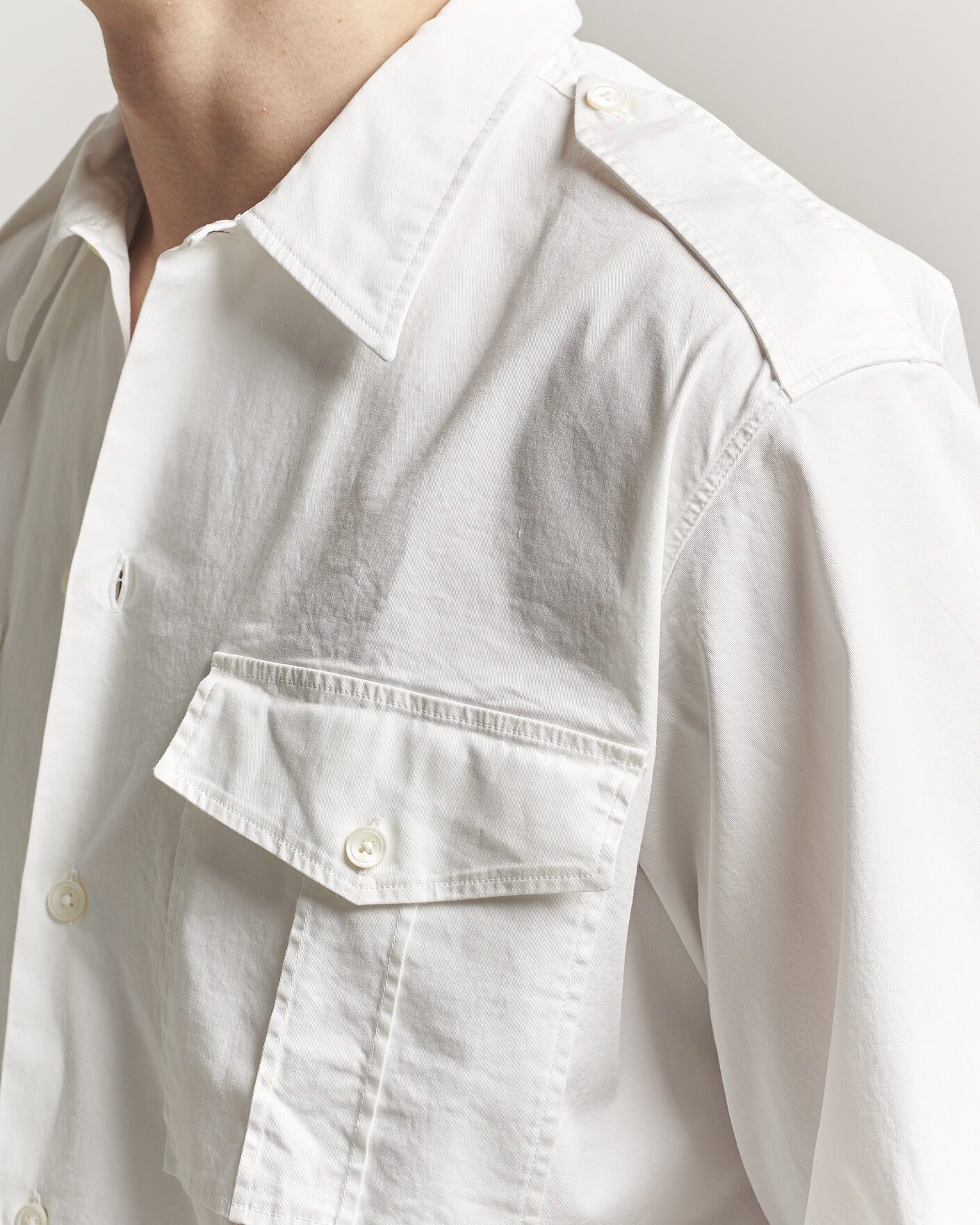 Uomini | Camicie | Massimo Alba | Army Double Pocket Shirt White