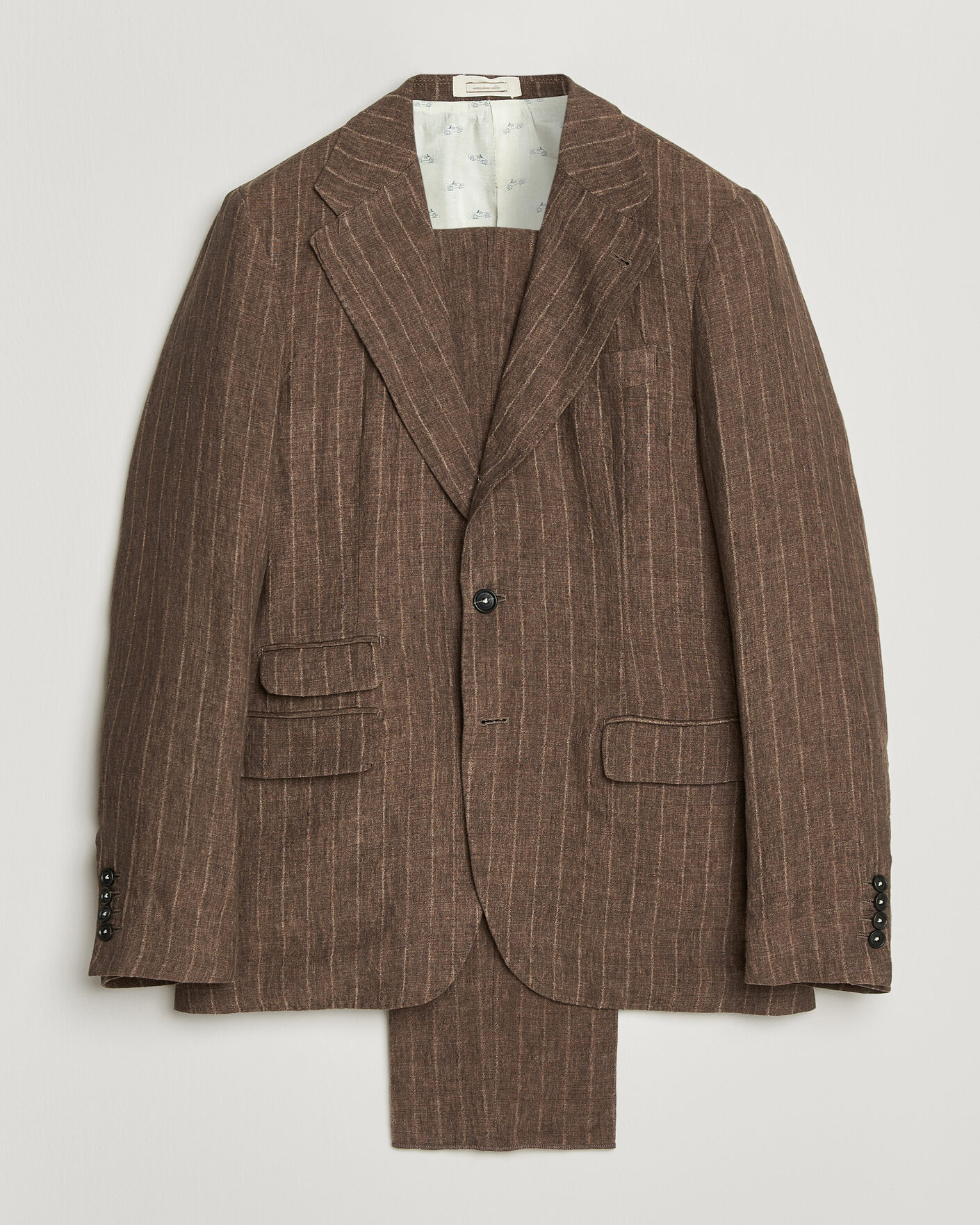 Uomini | Abiti | Massimo Alba | Sloop Linen Suit Brown Pinstripe