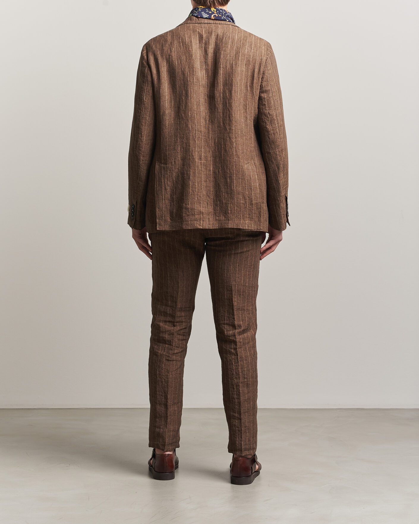 Uomini | Abiti | Massimo Alba | Sloop Linen Suit Brown Pinstripe