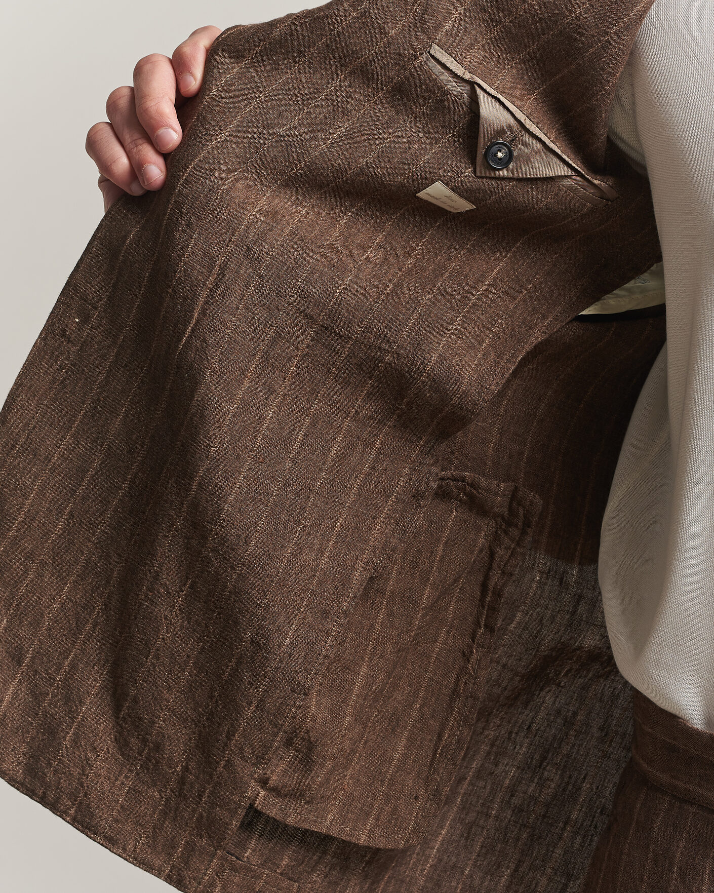 Uomini | Abiti | Massimo Alba | Sloop Linen Suit Brown Pinstripe