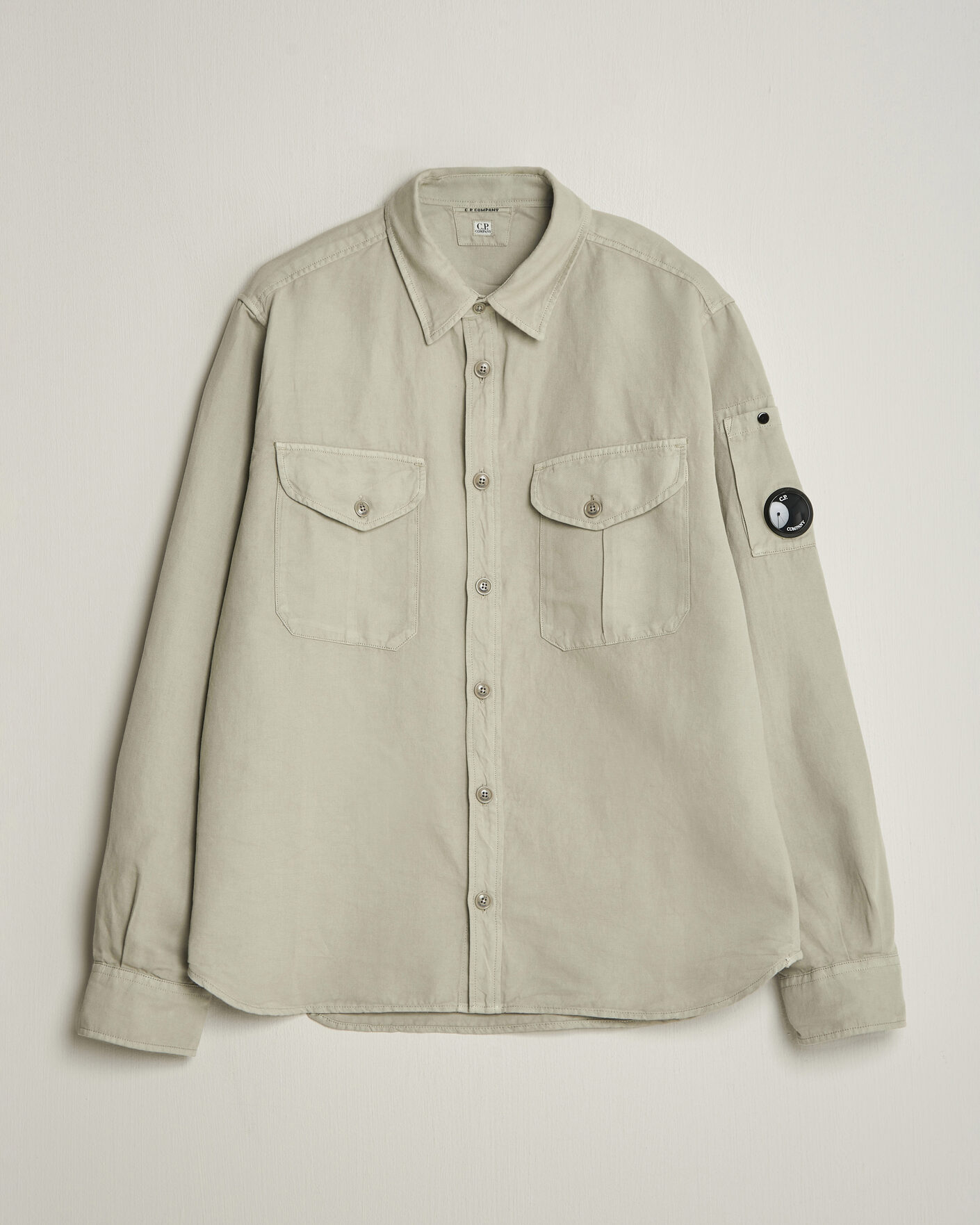 Uomini | Camicie | C.P. Company | Cotton/Linen Pocket Shirt Light Grey