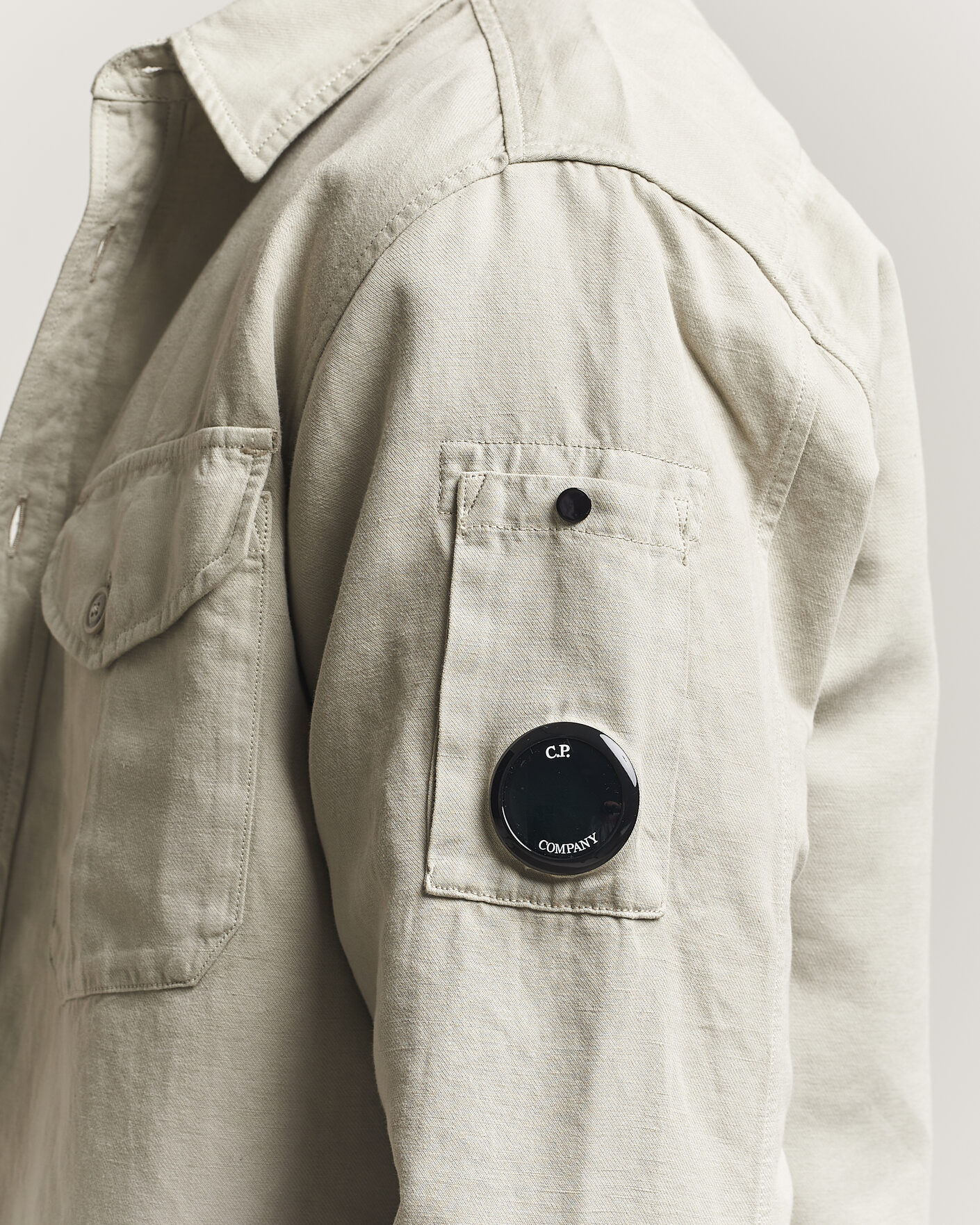 Uomini | Camicie | C.P. Company | Cotton/Linen Pocket Shirt Light Grey