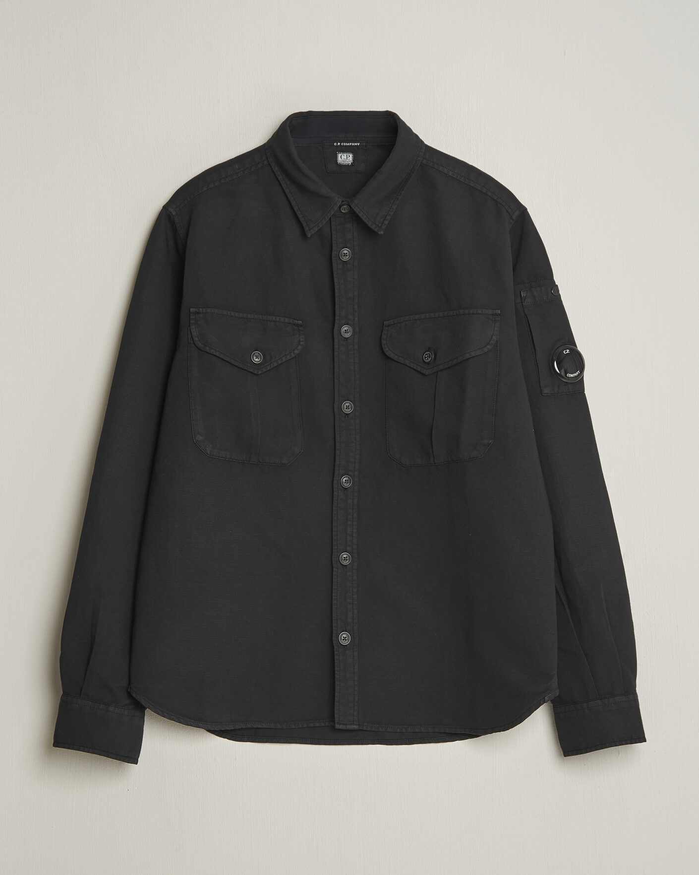 Uomini | Camicie | C.P. Company | Cotton/Linen Pocket Shirt Black