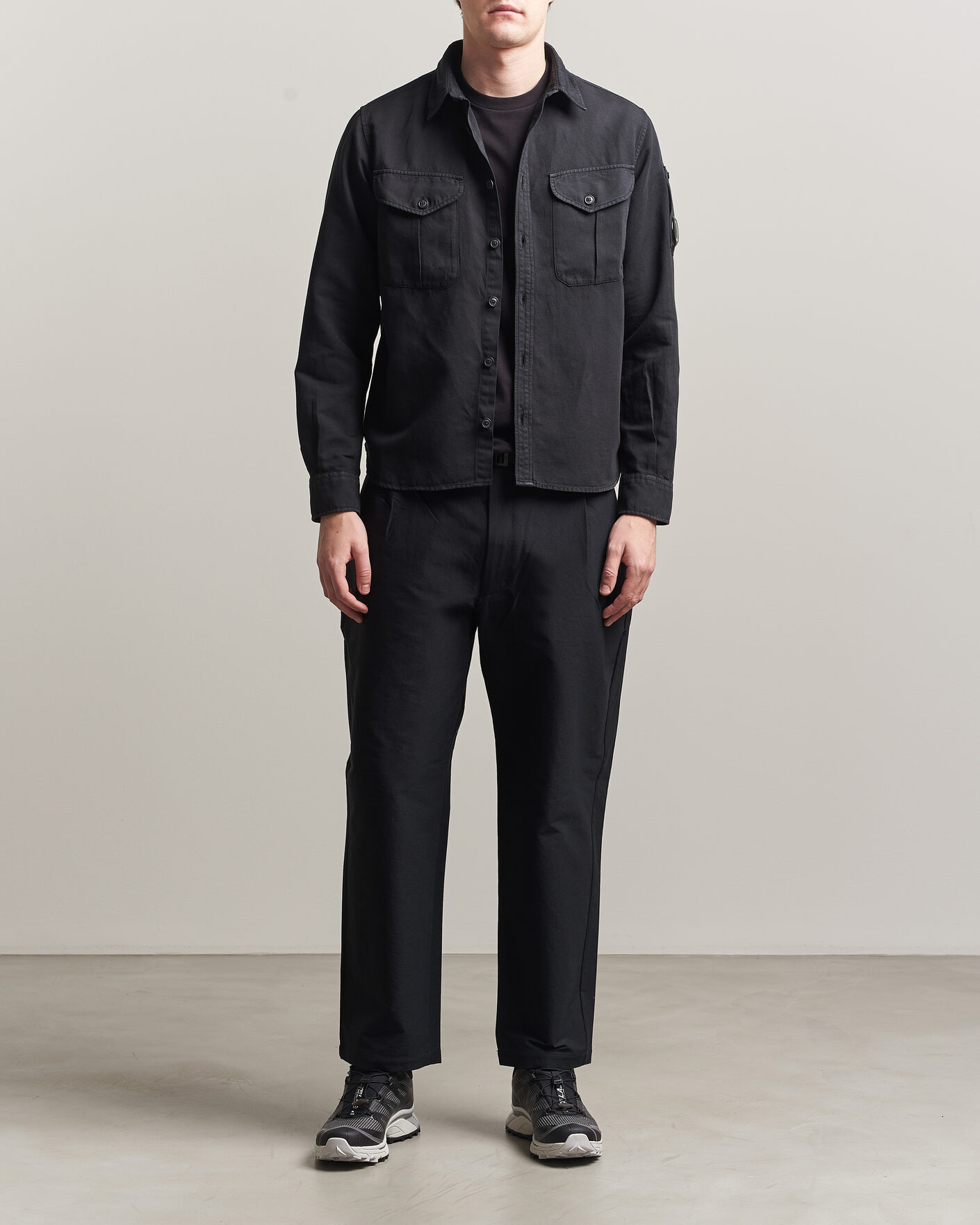 Uomini | Camicie | C.P. Company | Cotton/Linen Pocket Shirt Black