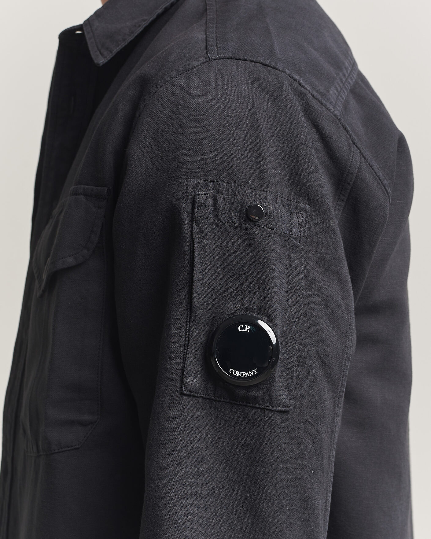 Uomini | Camicie | C.P. Company | Cotton/Linen Pocket Shirt Black