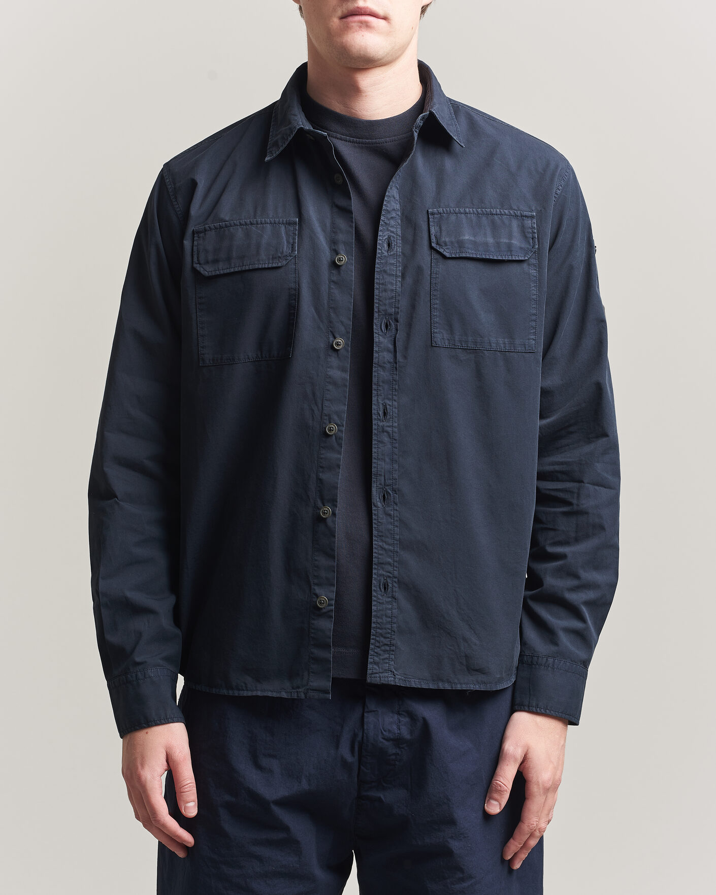 Uomini | Camicie | C.P. Company | Organic Gabardine Pocket Shirt Navy