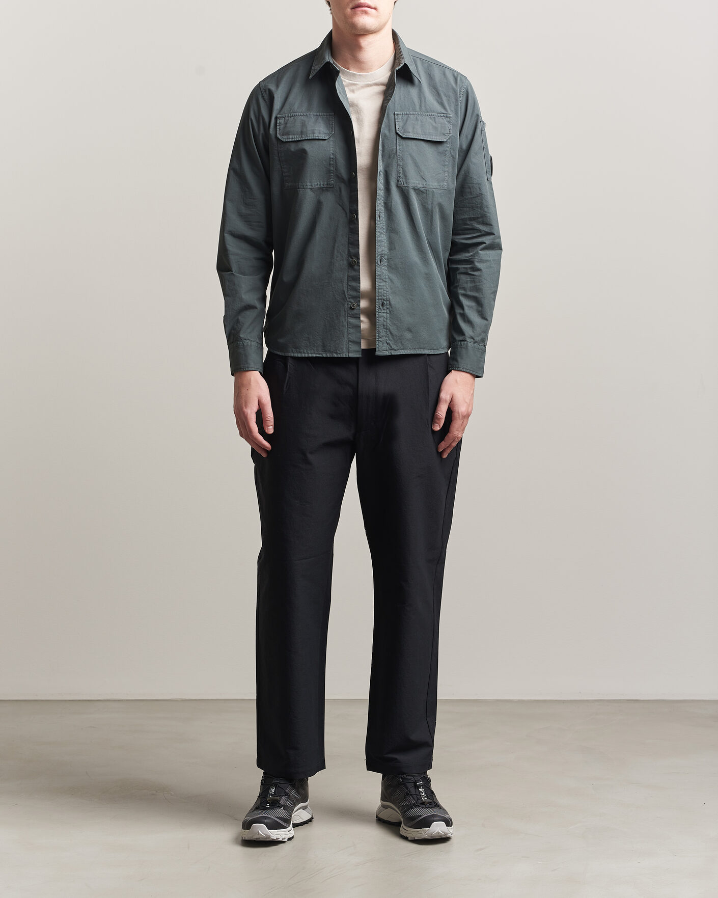 Uomini | Camicie | C.P. Company | Organic Gabardine Pocket Shirt Dark Grey