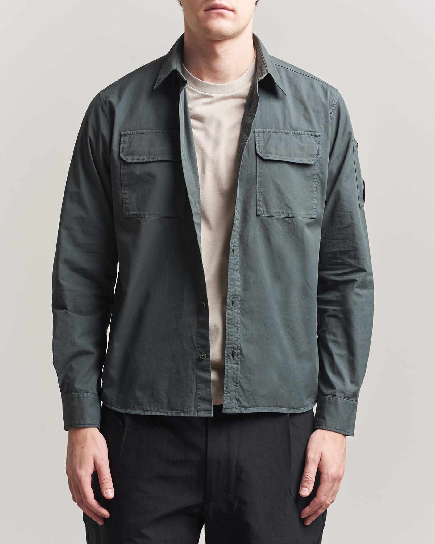 Uomini | Camicie | C.P. Company | Organic Gabardine Pocket Shirt Dark Grey