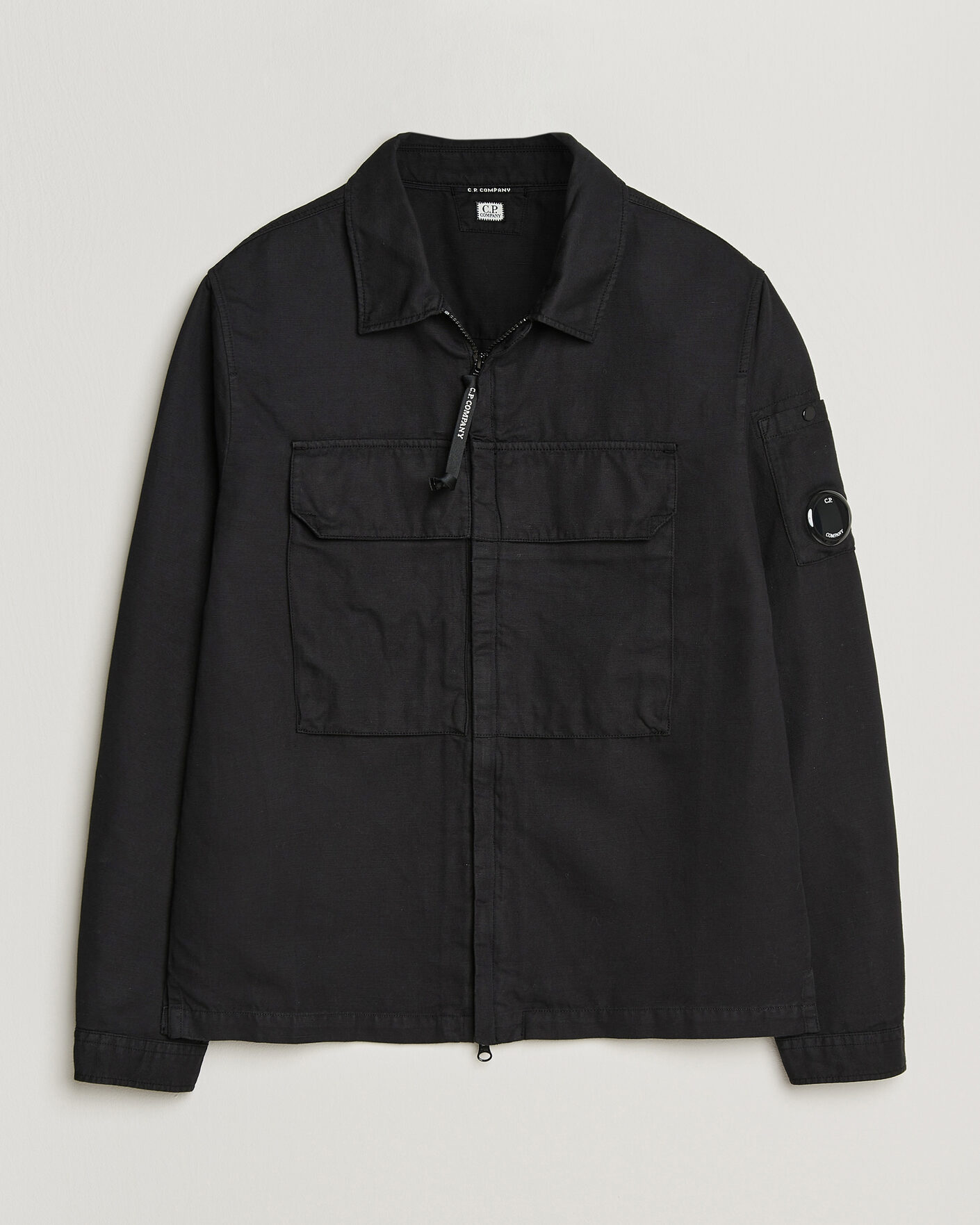 Uomini | Camicie | C.P. Company | Cotton/Linen Zip Overshirt Black