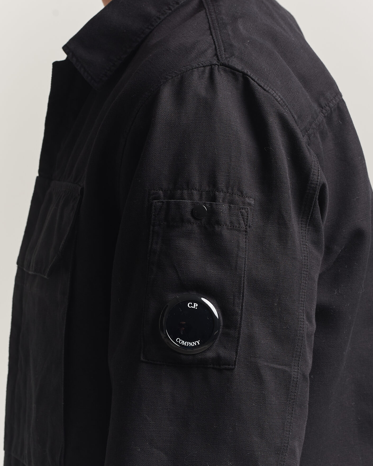 Uomini | Camicie | C.P. Company | Cotton/Linen Zip Overshirt Black
