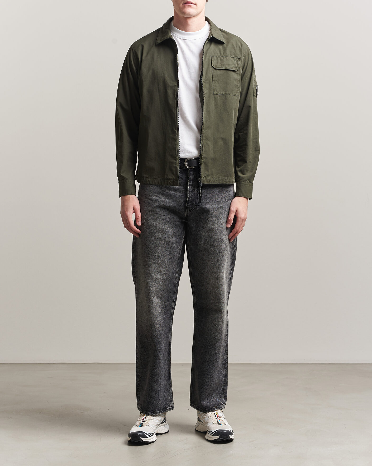 Uomini | Camicie | C.P. Company | Garment Dyed Gabardine Zip Overshirt Dark Green