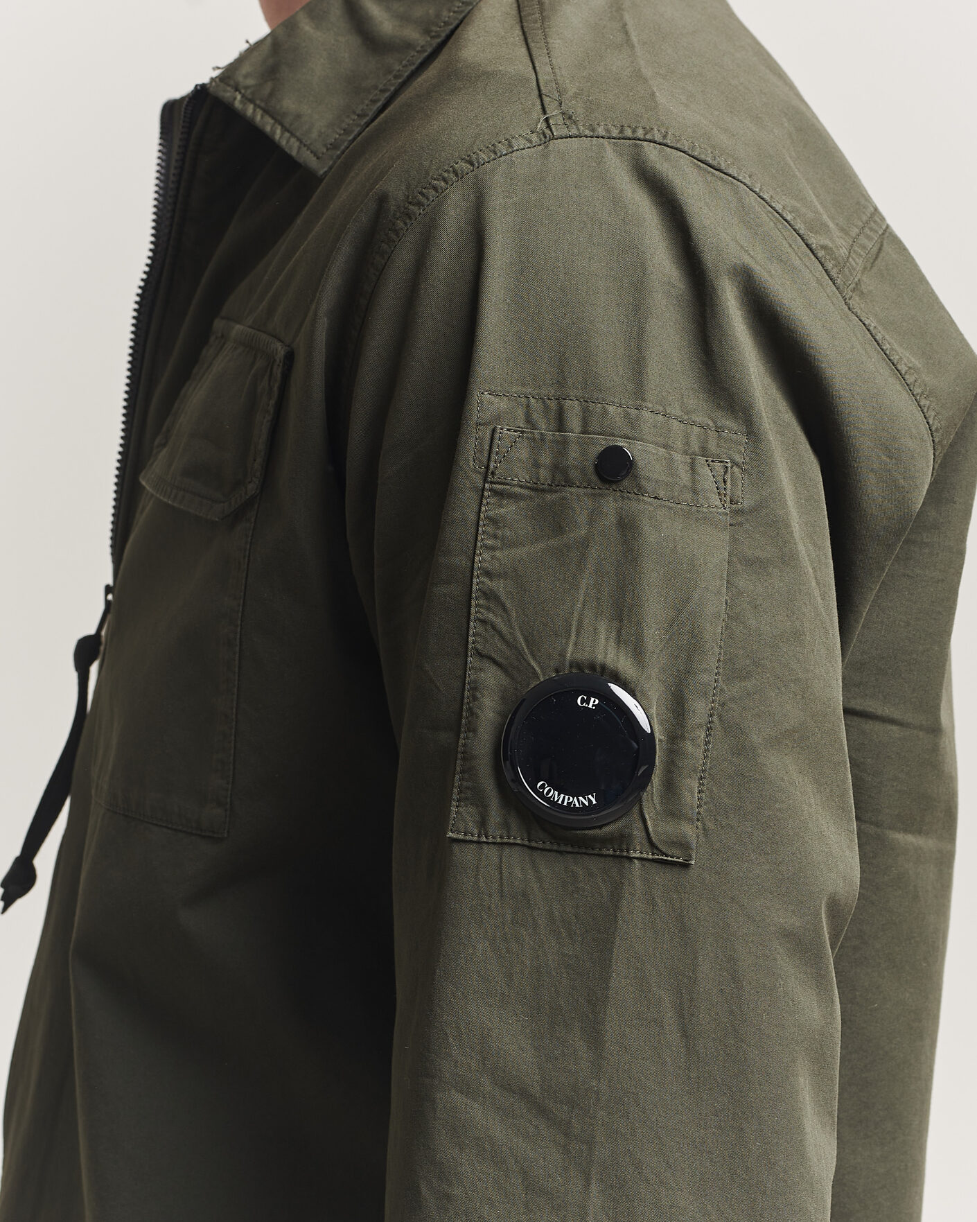 Uomini | Camicie | C.P. Company | Garment Dyed Gabardine Zip Overshirt Dark Green